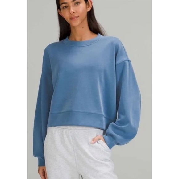 Lululemon Perfectly Oversized Cropped Crew Softstreme Blue Size 6 - Picture 1 of 8